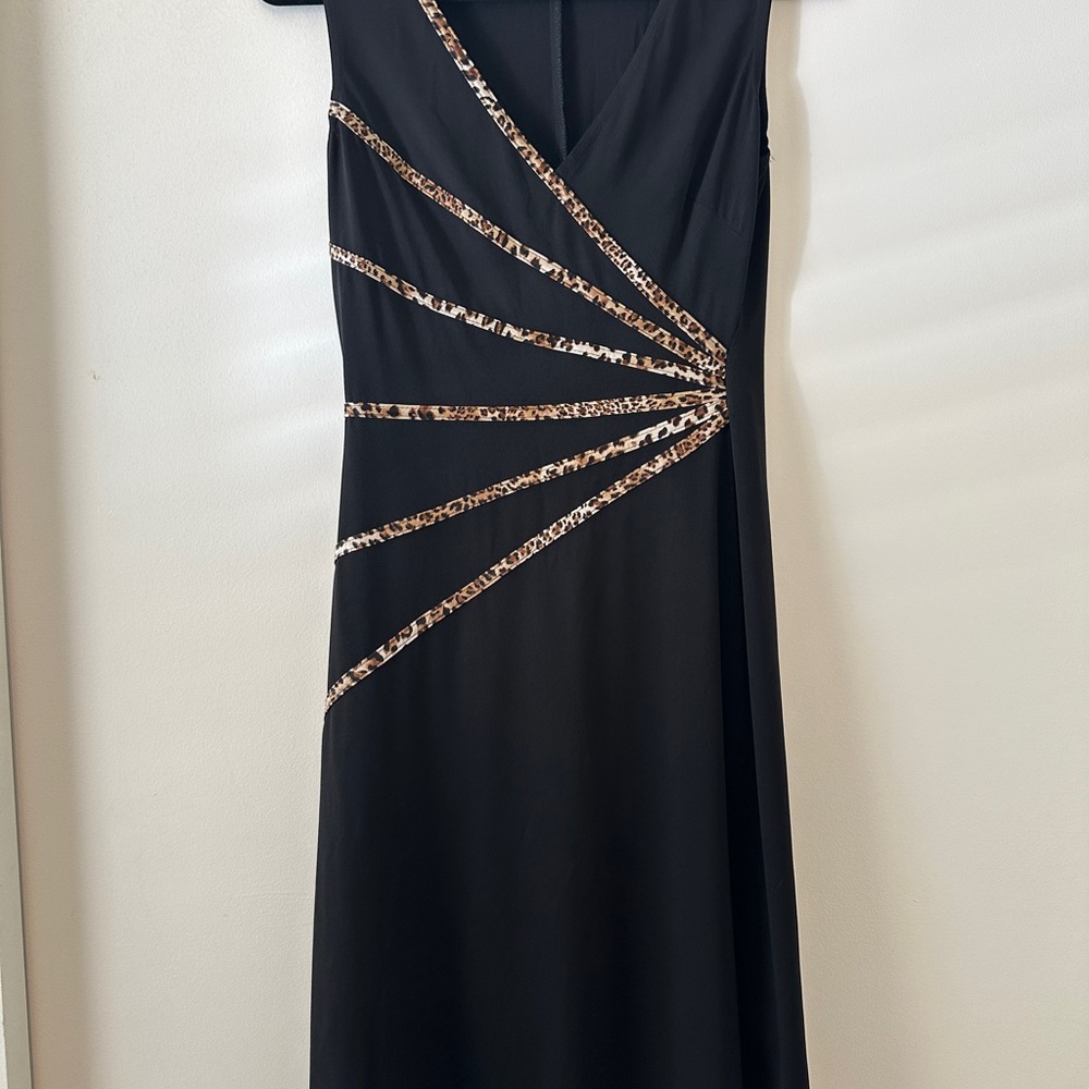 Connected Apparel Black and Gold Sequin Embellished Maxi Dress